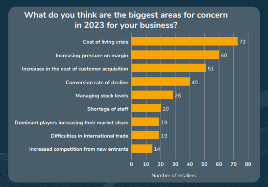 A chart for the biggest areas of concern for businesses